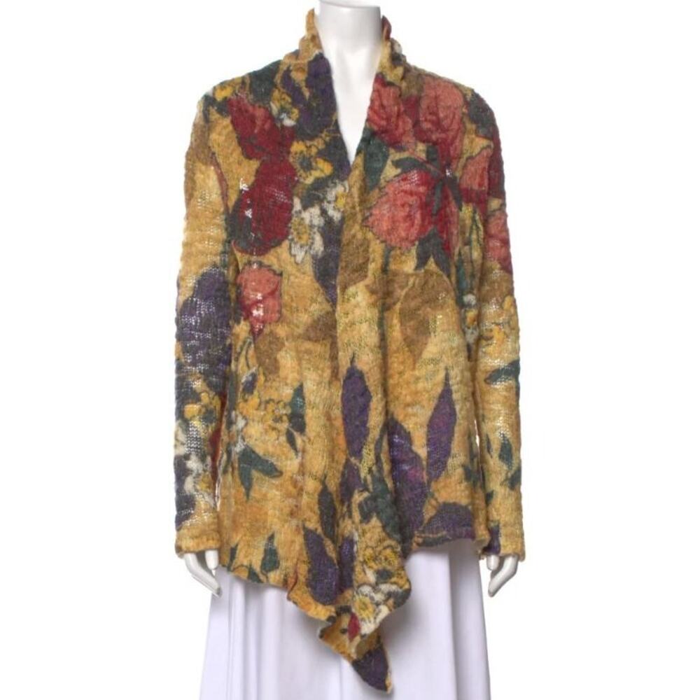 Etro M IT42 Floral Open Knit Wool Cardigan Sweater Boho Made Italy 790 Luxury